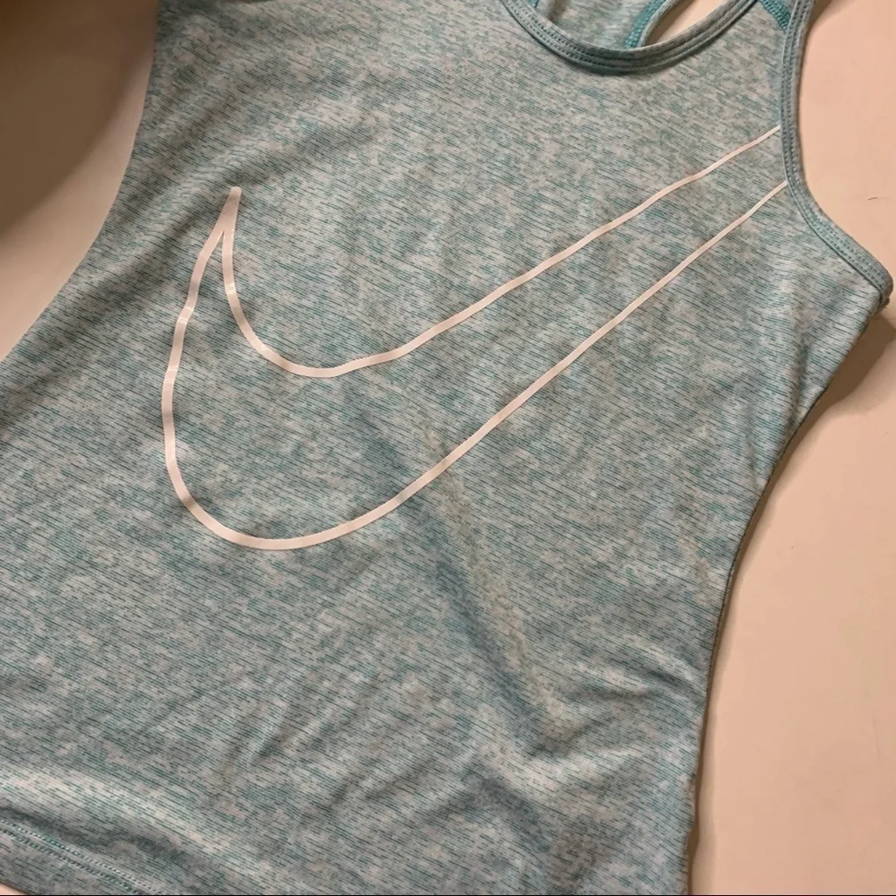 Nike dry fit Racerback athletic tank aqua marine Swoosh Graphic medium